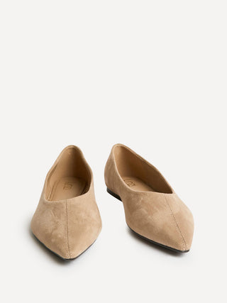 Candid Wide Fit Beige Pointed Toe Ballet Flats