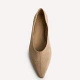 Candid Wide Fit Beige Pointed Toe Ballet Flats