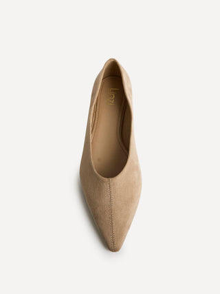 Candid Wide Fit Beige Pointed Toe Ballet Flats
