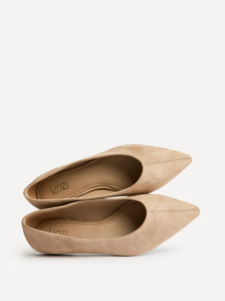 Candid Wide Fit Beige Pointed Toe Ballet Flats