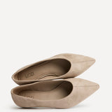 Candid Wide Fit Beige Pointed Toe Ballet Flats