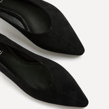 Candid Wide Fit Black Pointed Toe Ballet Flats