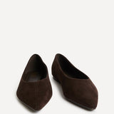 Candid Wide Fit Brown Pointed Toe Ballet Flats