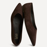 Candid Wide Fit Brown Pointed Toe Ballet Flats