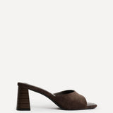 Cannes Brown Faux Suede Mule Heels