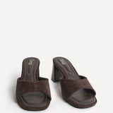 Cannes Brown Faux Suede Mule Heels
