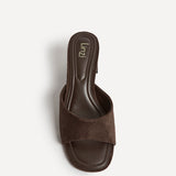 Cannes Brown Faux Suede Mule Heels