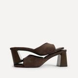 Cannes Brown Faux Suede Mule Heels