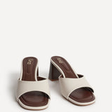 Cannes Ivory Faux Leather Mule Heels