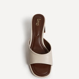 Cannes Ivory Faux Leather Mule Heels