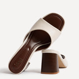 Cannes Ivory Faux Leather Mule Heels