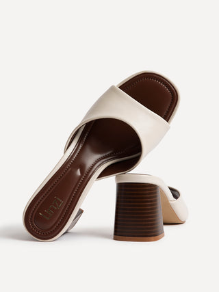 Cannes Ivory Faux Leather Mule Heels