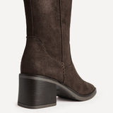Canvas Brown Faux Suede High Leg Boots
