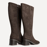 Canvas Brown Faux Suede High Leg Boots