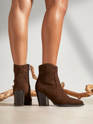Canyon Brown Suede Leather Western Ankle Boots