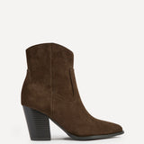 Canyon Brown Suede Leather Cowboy Ankle Boots