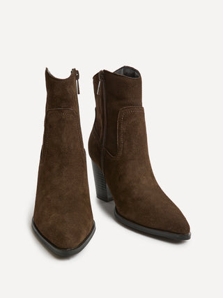 Canyon Brown Suede Leather Western Ankle Boots