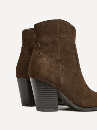 Canyon Brown Suede Leather Western Ankle Boots