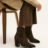 Canyon Brown Suede Leather Cowboy Ankle Boots