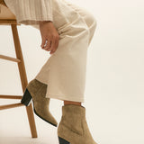 Canyon Sand Suede Leather Cowboy Ankle Boots