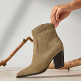 Canyon Sand Suede Leather Cowboy Ankle Boots