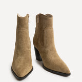 Canyon Sand Suede Leather Cowboy Ankle Boots