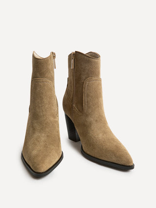 Canyon Sand Suede Leather Western Ankle Boots