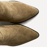 Canyon Sand Suede Leather Cowboy Ankle Boots