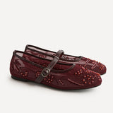 Caprice Burgundy Mary Jane Flats