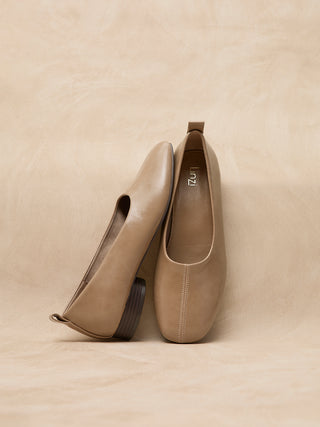 Capsule Camel Faux Leather Ballet Flats