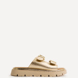 Capture Gold Double Buckle Flat Sandals