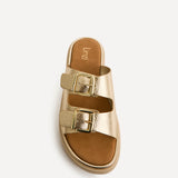 Capture Gold Double Buckle Flat Sandals