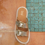 Capture Gold Double Buckle Flat Sandals