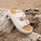 Capture Nude Double Buckle Flat Sandals
