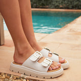 Capture Nude Double Buckle Flat Sandals