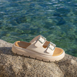 Capture Nude Double Buckle Flat Sandals