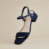 Carlie Wide Fit Navy Faux Suede Low Heels