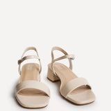 Carlie Wide Fit Nude Faux Leather Low Heels