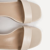 Carlie Wide Fit Nude Faux Leather Low Heels