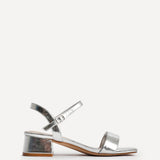 Carlie Wide Fit Silver Faux Leather Low Heels
