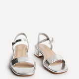 Carlie Wide Fit Silver Faux Leather Low Heels