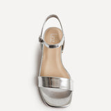 Carlie Wide Fit Silver Faux Leather Low Heels