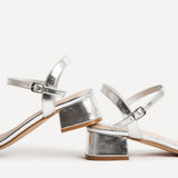 Carlie Wide Fit Silver Faux Leather Low Heels