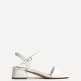 Carlie Wide Fit White Faux Leather Low Heels