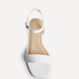 Carlie Wide Fit White Faux Leather Low Heels