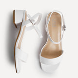 Carlie Wide Fit White Faux Leather Low Heels