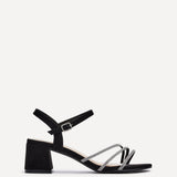 Carnation Black Diamante Heeled Sandals