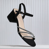 Carnation Black Diamante Heeled Sandals