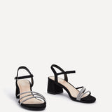 Carnation Black Diamante Heeled Sandals