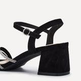 Carnation Black Diamante Heeled Sandals